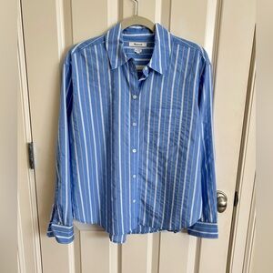Madewell Blue and White Striped Blouse